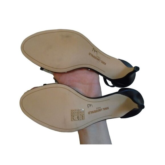 Karl Lagerfeld Paris Dixie Clear Kitten Heel Ankle Strap  7M - Picture 10 of 10